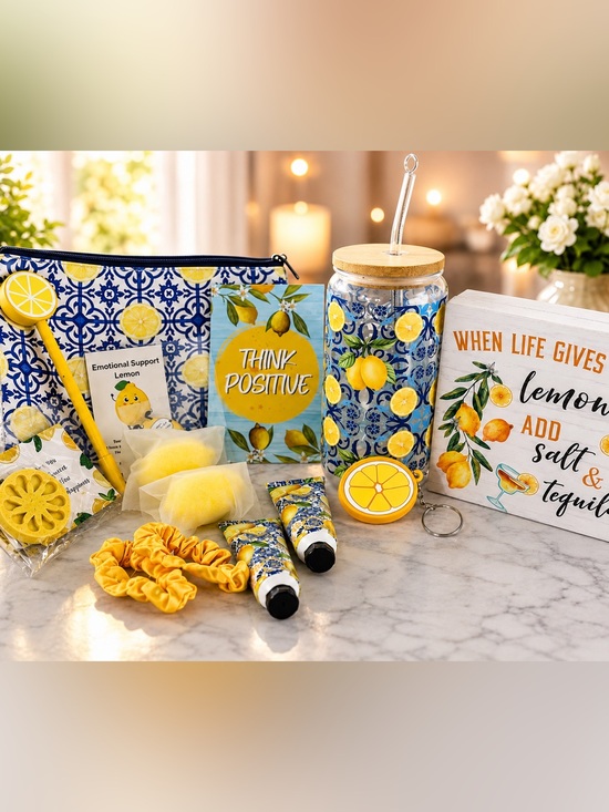 Other - Lemon Print Glass Tumbler Bundle